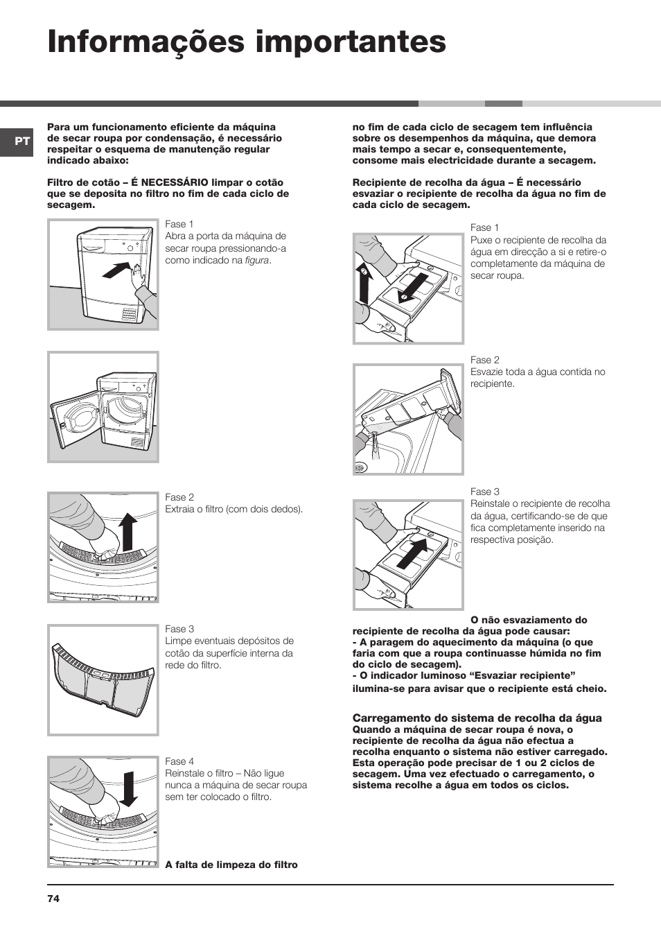 Informações importantes | Indesit IDC 75 User Manual | Page 74 / 84