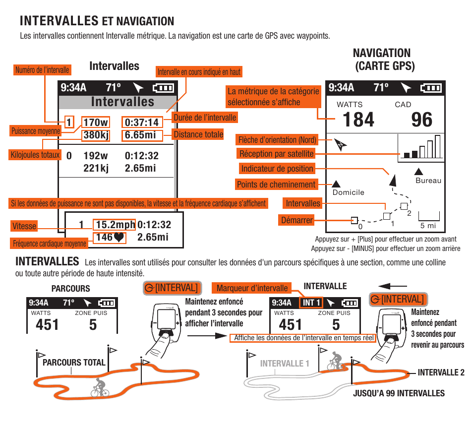 Intervalles, Intervalles navigation (carte gps), Et navigation | PowerTap Joule GPS Quick Start User Manual | Page 11 / 24