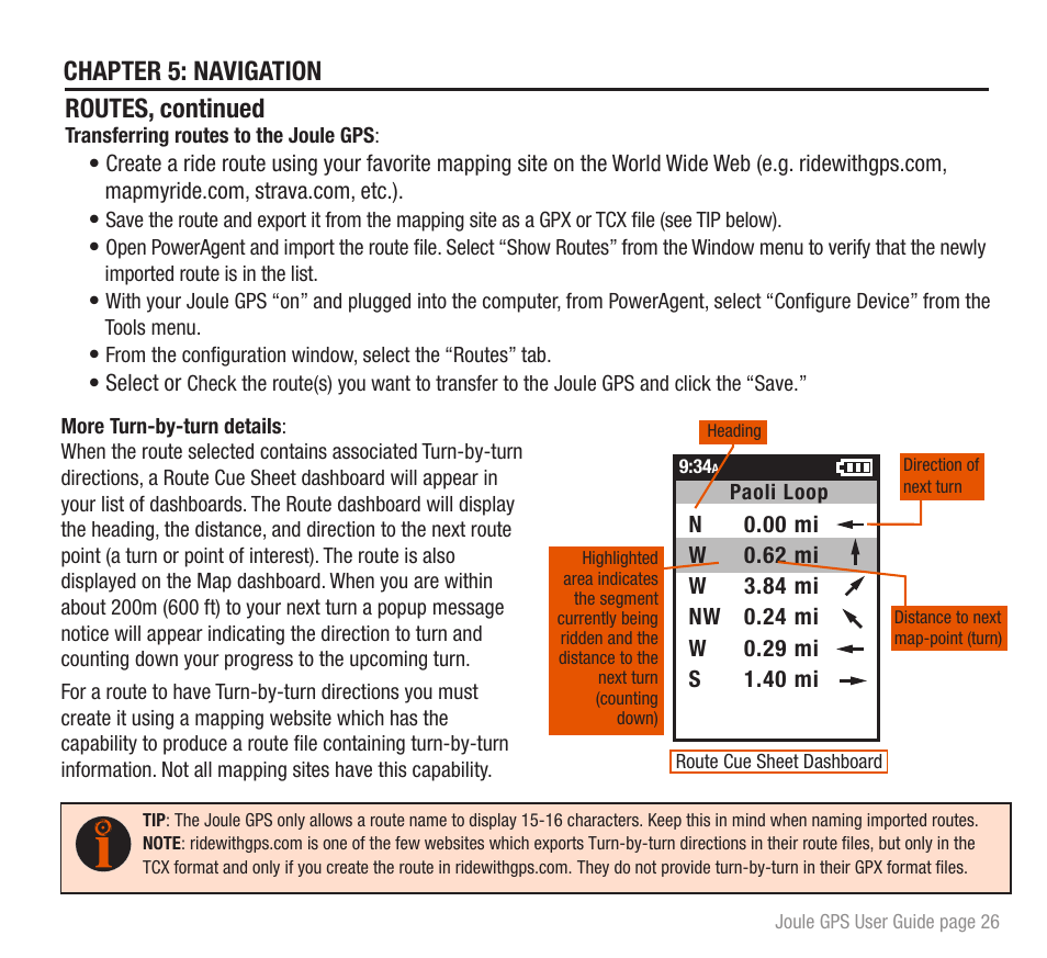 Chapter 5: navigation routes, continued | PowerTap Joule GPS User Guide User Manual | Page 26 / 67