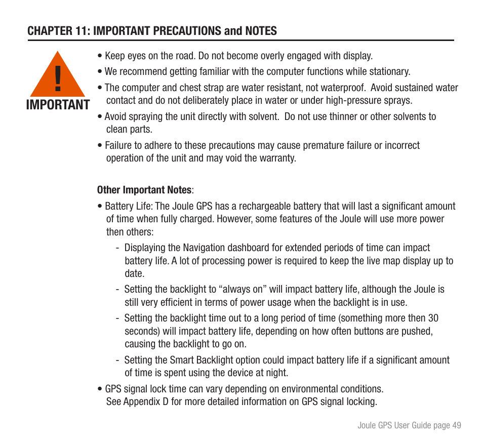 Important | PowerTap Joule GPS User Guide User Manual | Page 49 / 67