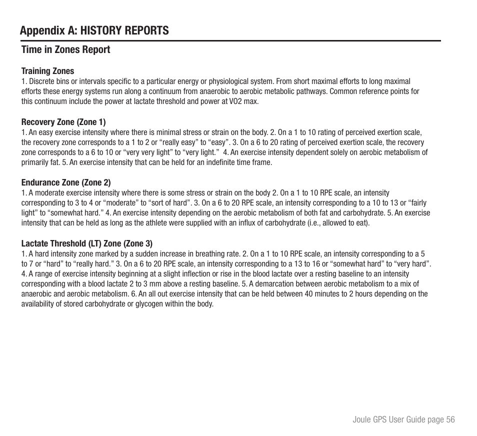 Appendix a: history reports | PowerTap Joule GPS User Guide User Manual | Page 56 / 67