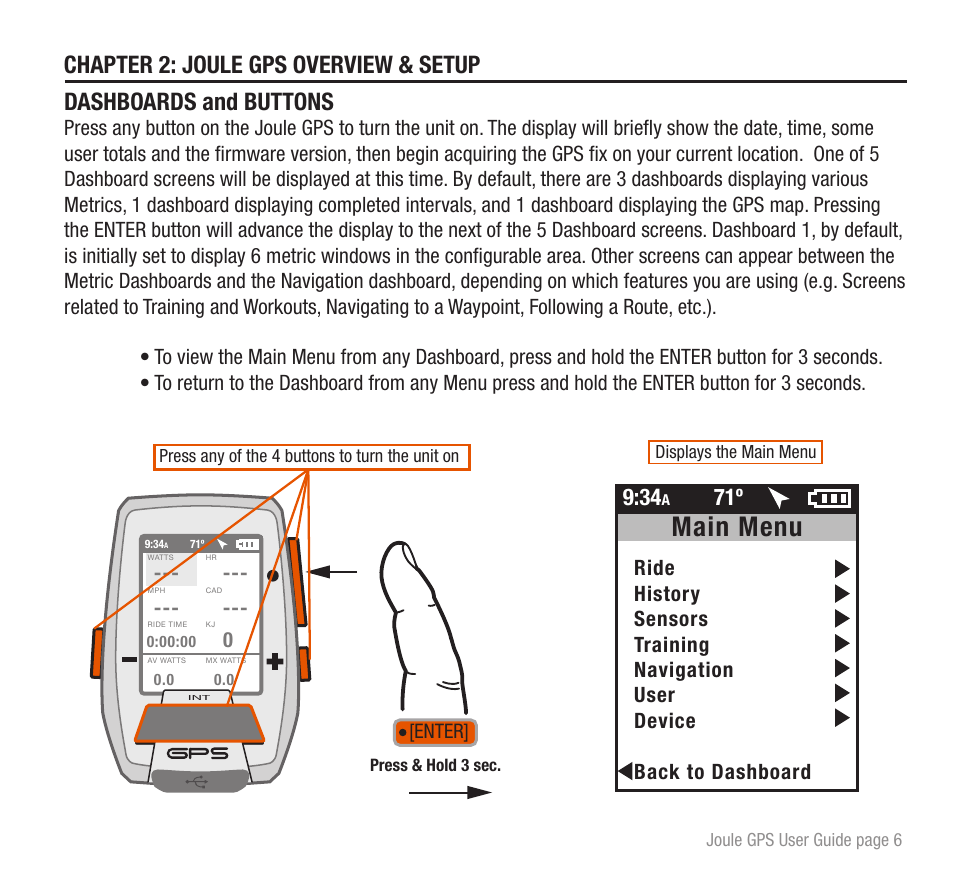 Main menu | PowerTap Joule GPS User Guide User Manual | Page 6 / 67