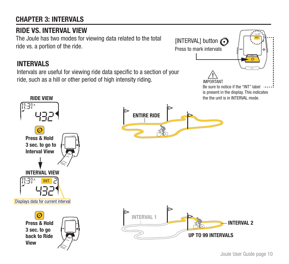 Intervals, Chapter 3: intervals ride vs. interval view | PowerTap Joule 2012 User Guide User Manual | Page 10 / 17