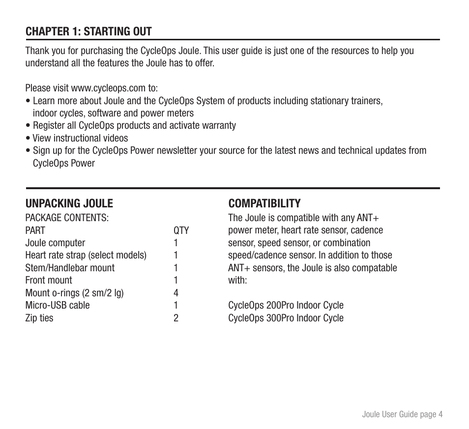 PowerTap Joule 2012 User Guide User Manual | Page 4 / 17