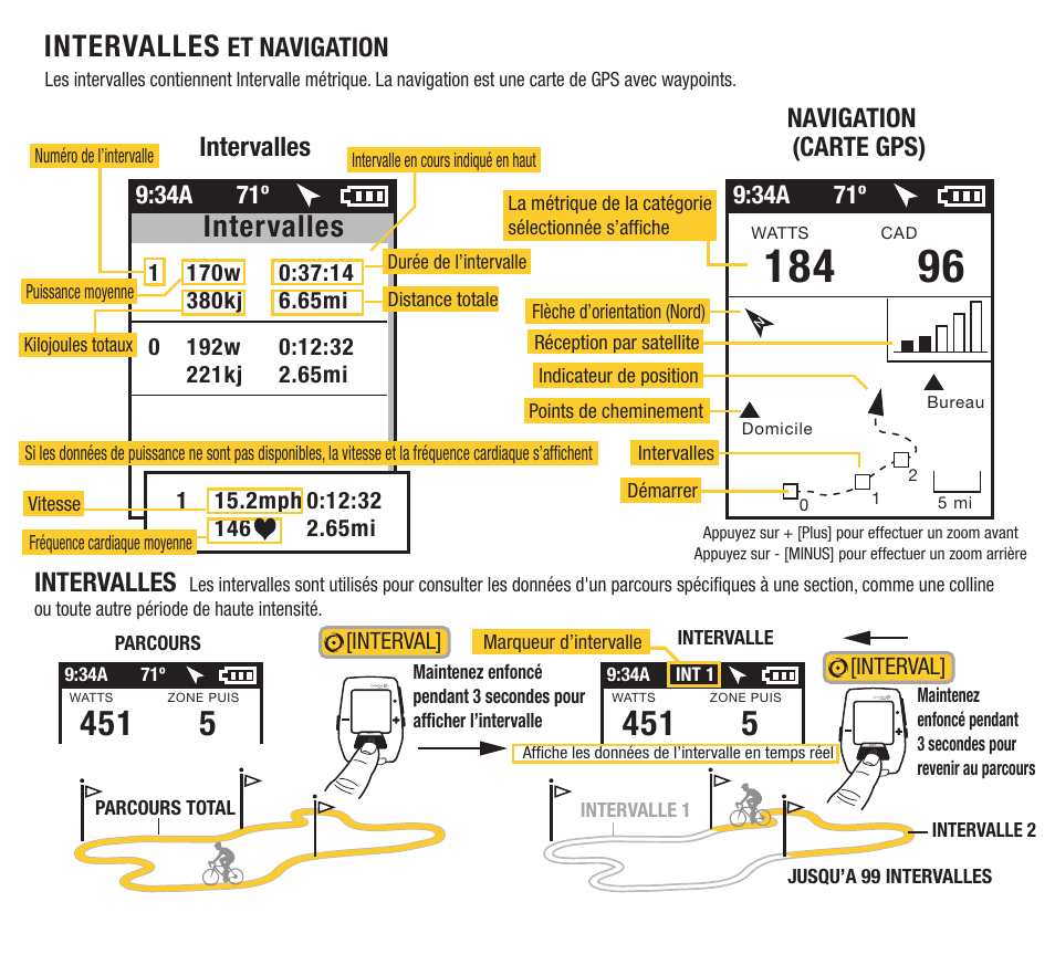 Intervalles, Intervalles navigation (carte gps), Et navigation | PowerTap Joule GPS 2012 Quick Start User Manual | Page 11 / 24