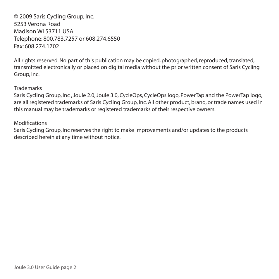 PowerTap Joule 3.0 User Manual | Page 2 / 84