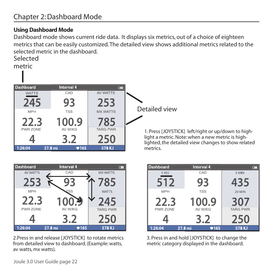 Chapter 2: dashboard mode | PowerTap Joule 3.0 User Manual | Page 22 / 84