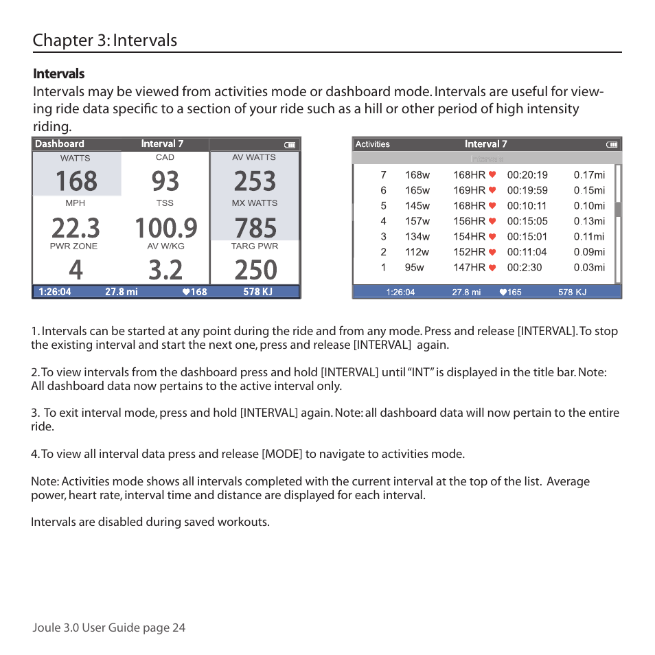 Chapter 3: intervals | PowerTap Joule 3.0 User Manual | Page 24 / 84