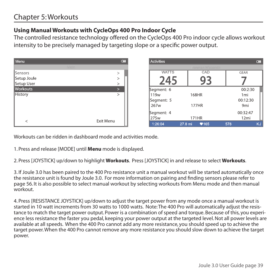 Chapter 5: workouts | PowerTap Joule 3.0 User Manual | Page 39 / 84