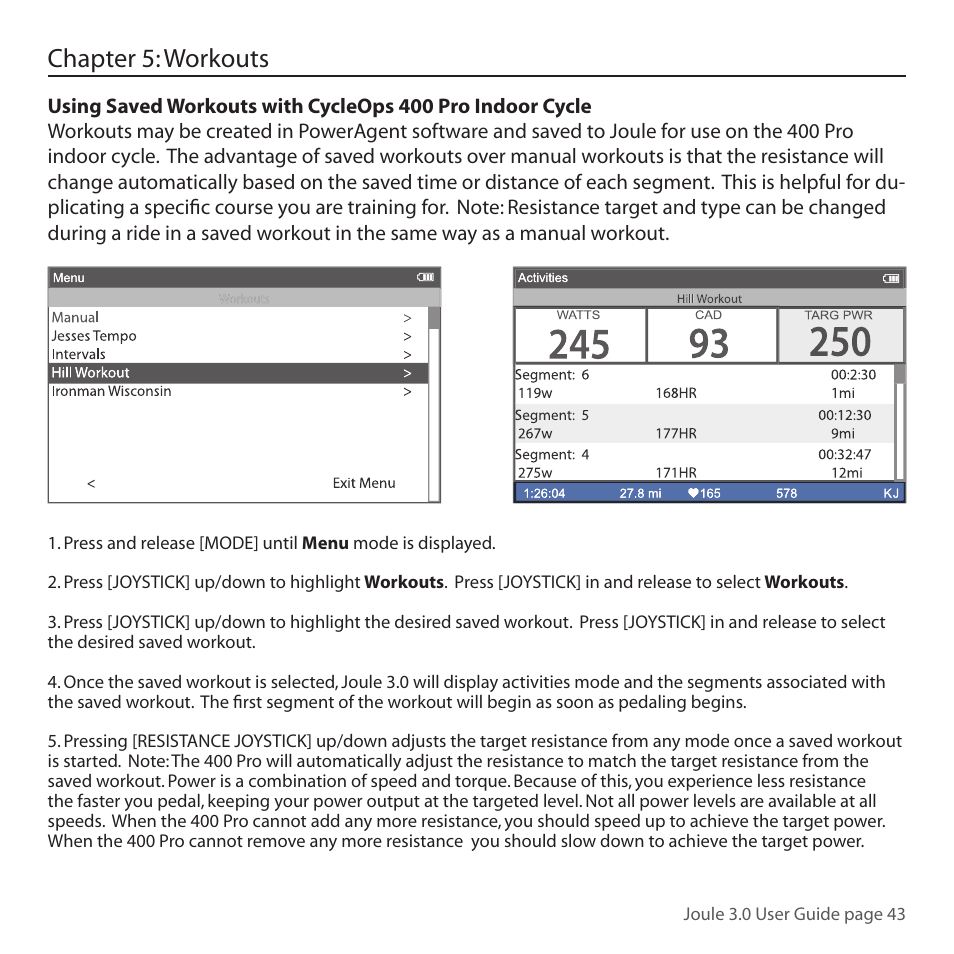 Chapter 5: workouts | PowerTap Joule 3.0 User Manual | Page 43 / 84