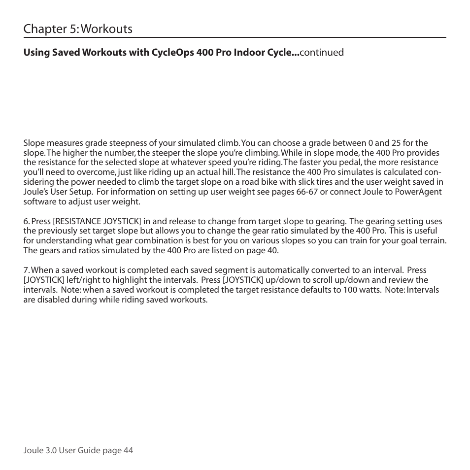 Chapter 5: workouts | PowerTap Joule 3.0 User Manual | Page 44 / 84