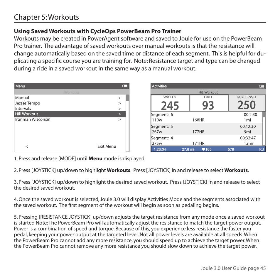 Chapter 5: workouts | PowerTap Joule 3.0 User Manual | Page 45 / 84