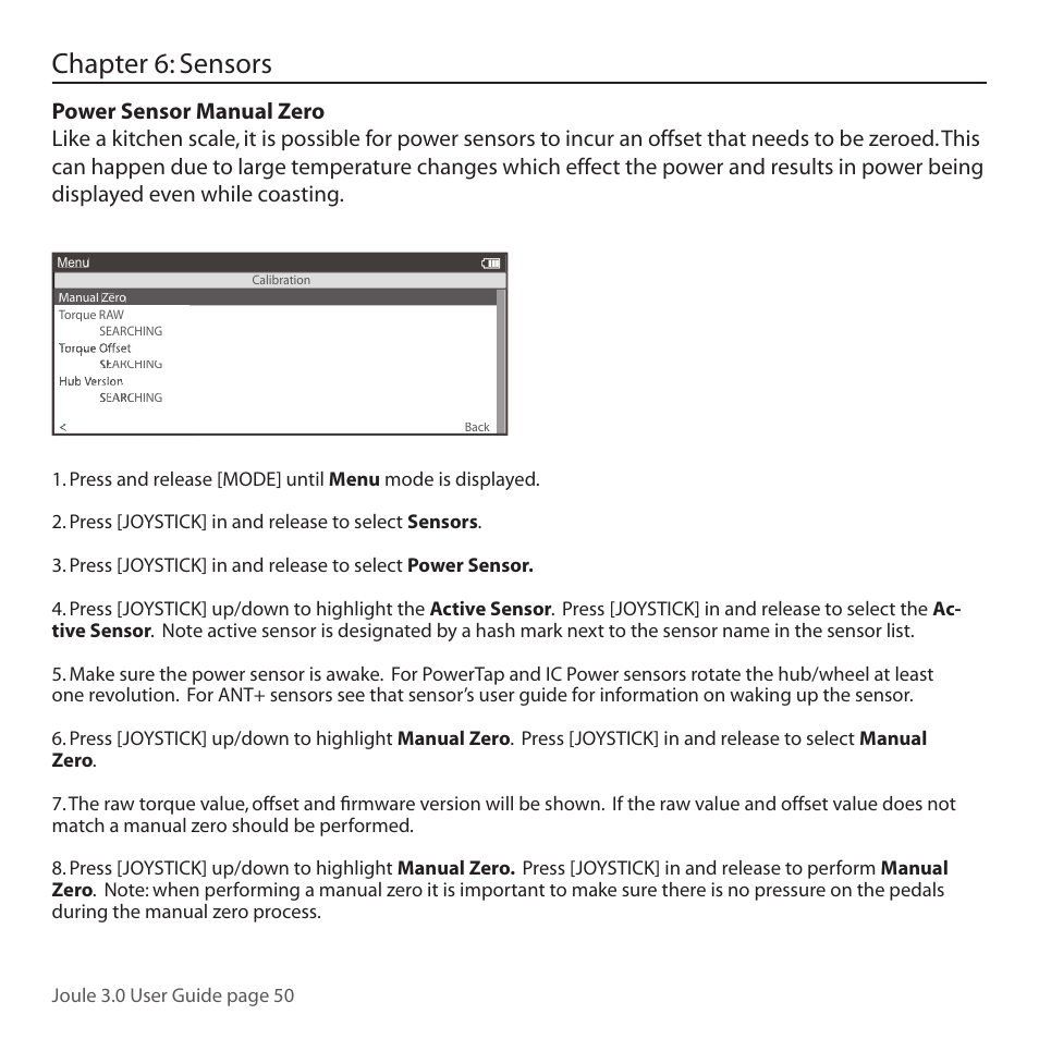 Chapter 6: sensors | PowerTap Joule 3.0 User Manual | Page 50 / 84