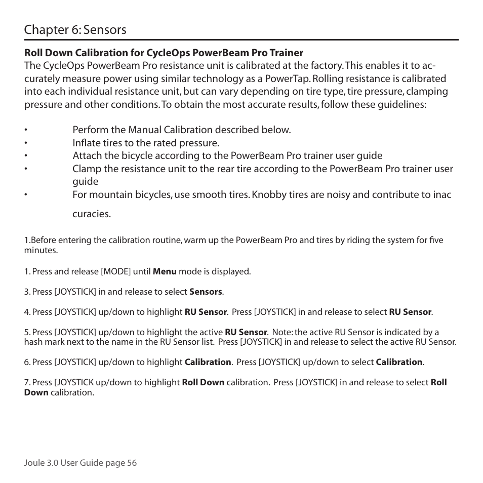 Chapter 6: sensors | PowerTap Joule 3.0 User Manual | Page 56 / 84