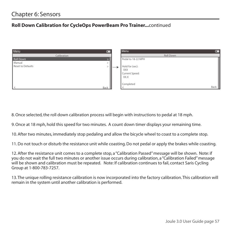 Chapter 6: sensors, Joule 3.0 user guide page 57 | PowerTap Joule 3.0 User Manual | Page 57 / 84