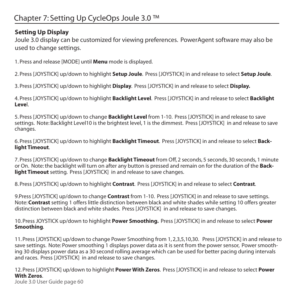 Chapter 7: setting up cycleops joule 3.0 | PowerTap Joule 3.0 User Manual | Page 60 / 84