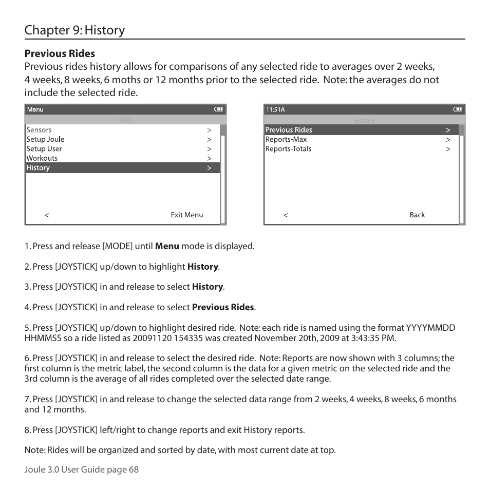 Chapter 9: history | PowerTap Joule 3.0 User Manual | Page 68 / 84