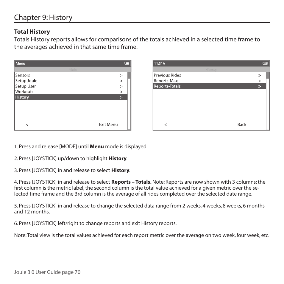 Chapter 9: history | PowerTap Joule 3.0 User Manual | Page 70 / 84