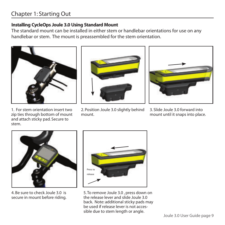 Chapter 1: starting out | PowerTap Joule 3.0 User Manual | Page 9 / 84