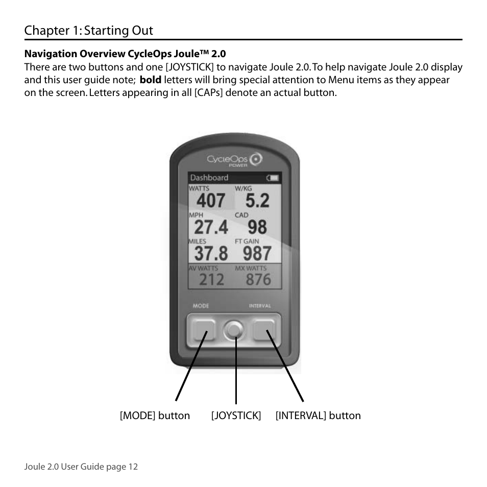 Chapter 1: starting out | PowerTap Joule 2.0 User Manual | Page 12 / 82