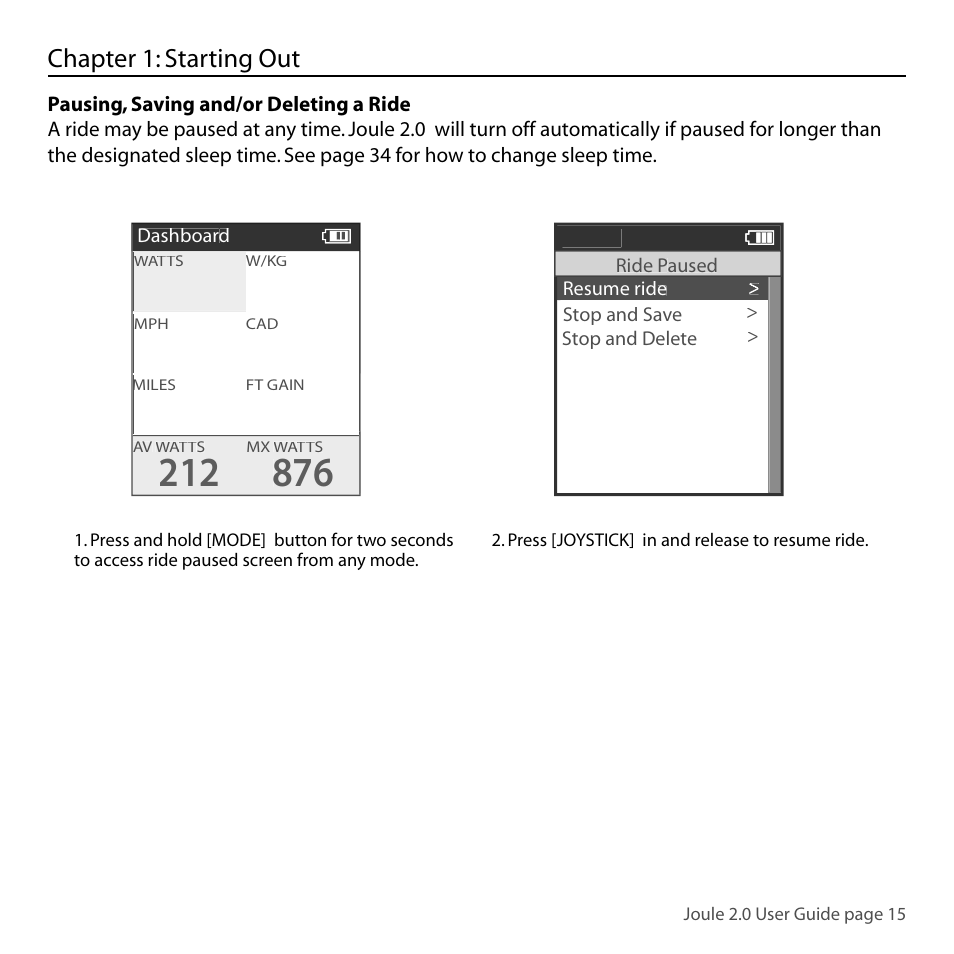 Chapter 1: starting out | PowerTap Joule 2.0 User Manual | Page 15 / 82