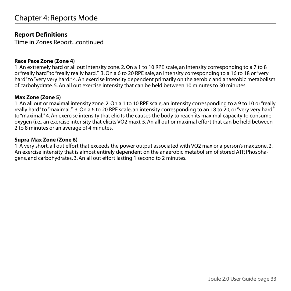 Chapter 4: reports mode | PowerTap Joule 2.0 User Manual | Page 33 / 82