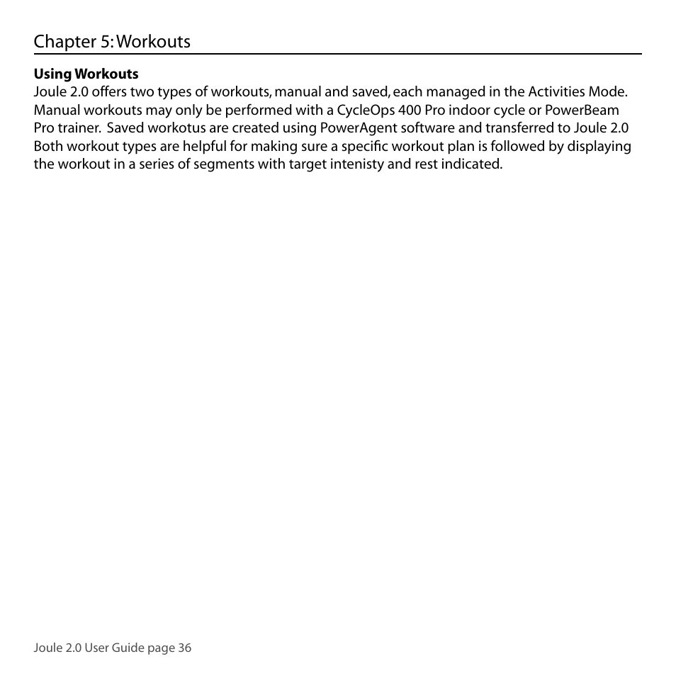 Chapter 5: workouts | PowerTap Joule 2.0 User Manual | Page 36 / 82