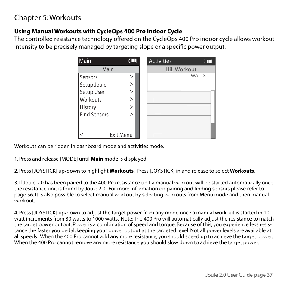 Chapter 5: workouts | PowerTap Joule 2.0 User Manual | Page 37 / 82