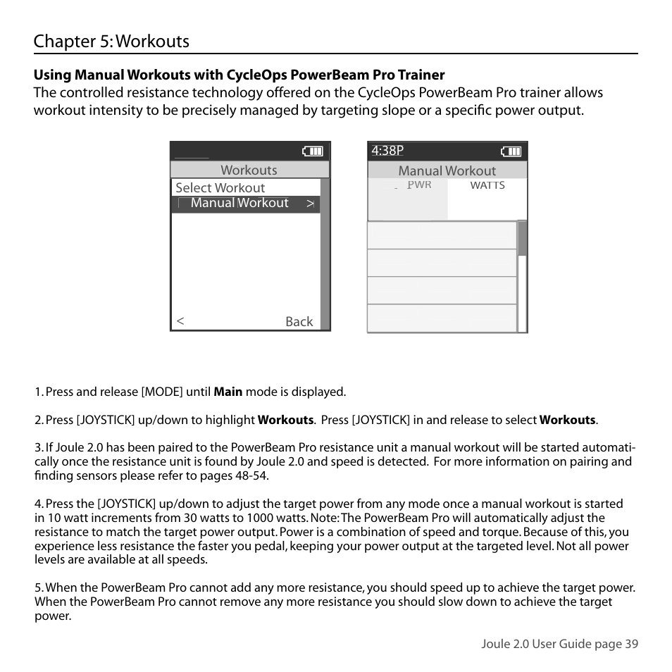 Chapter 5: workouts | PowerTap Joule 2.0 User Manual | Page 39 / 82