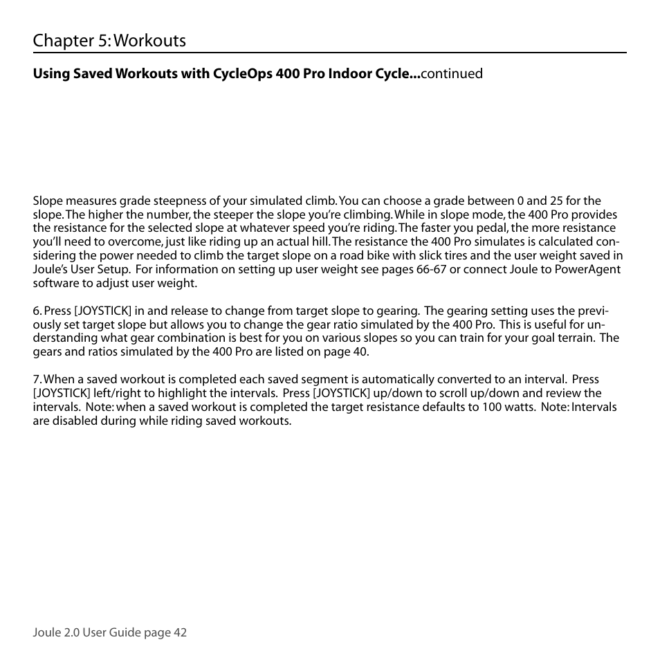 Chapter 5: workouts | PowerTap Joule 2.0 User Manual | Page 42 / 82