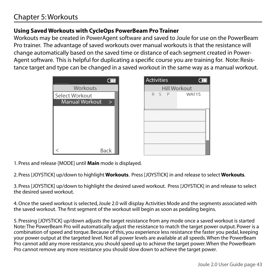 Chapter 5: workouts | PowerTap Joule 2.0 User Manual | Page 43 / 82