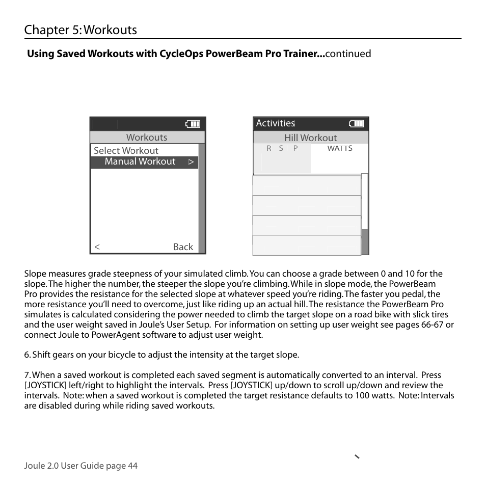 Chapter 5: workouts | PowerTap Joule 2.0 User Manual | Page 44 / 82