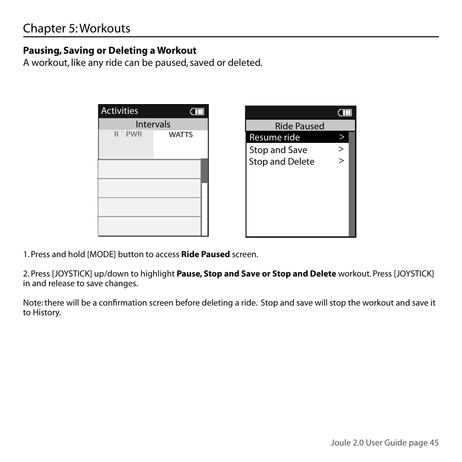 Chapter 5: workouts | PowerTap Joule 2.0 User Manual | Page 45 / 82