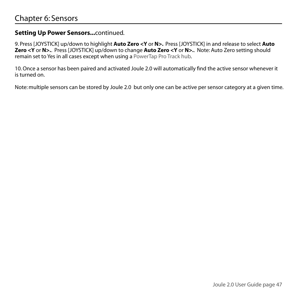 Chapter 6: sensors | PowerTap Joule 2.0 User Manual | Page 47 / 82