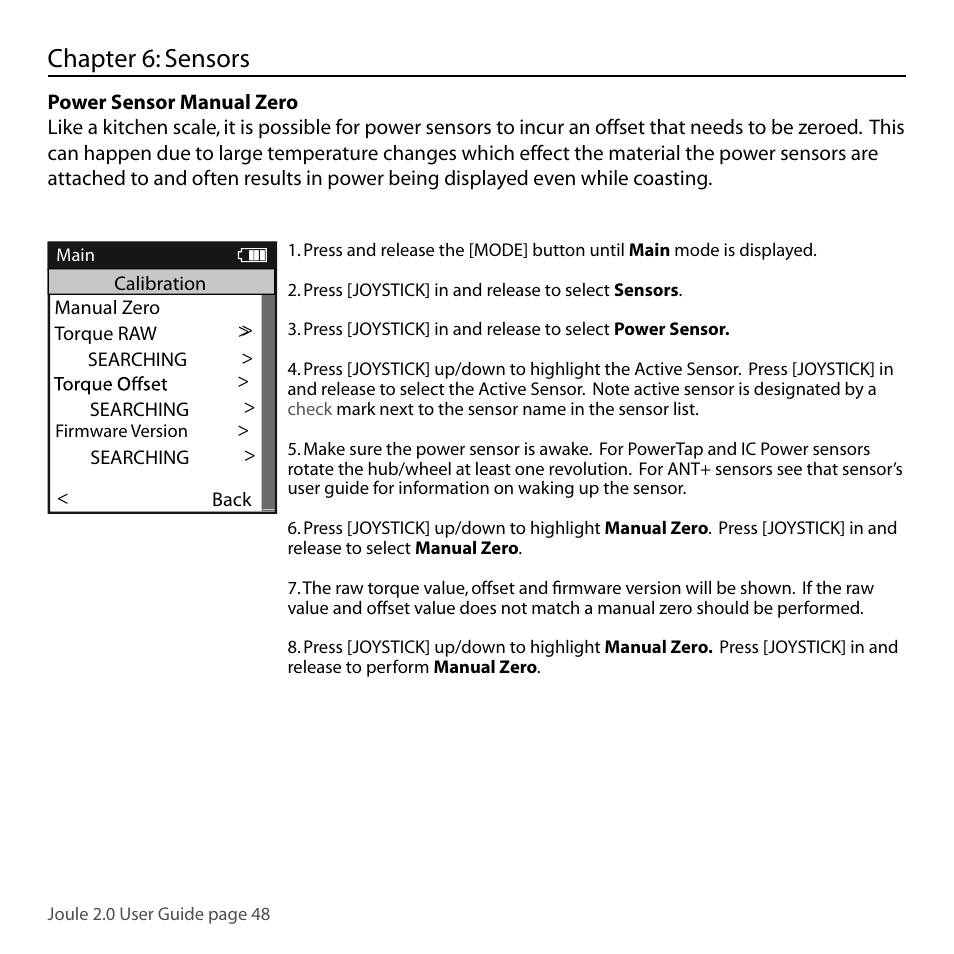 Chapter 6: sensors | PowerTap Joule 2.0 User Manual | Page 48 / 82