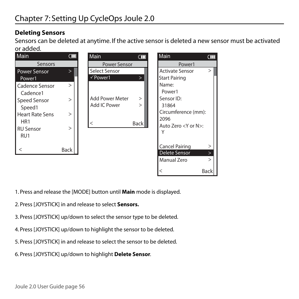 Chapter 7: setting up cycleops joule 2.0 | PowerTap Joule 2.0 User Manual | Page 56 / 82