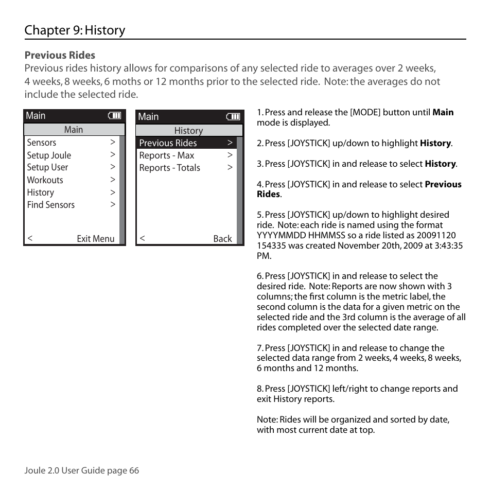 Chapter 9: history | PowerTap Joule 2.0 User Manual | Page 66 / 82