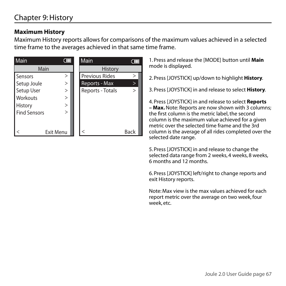 Chapter 9: history | PowerTap Joule 2.0 User Manual | Page 67 / 82