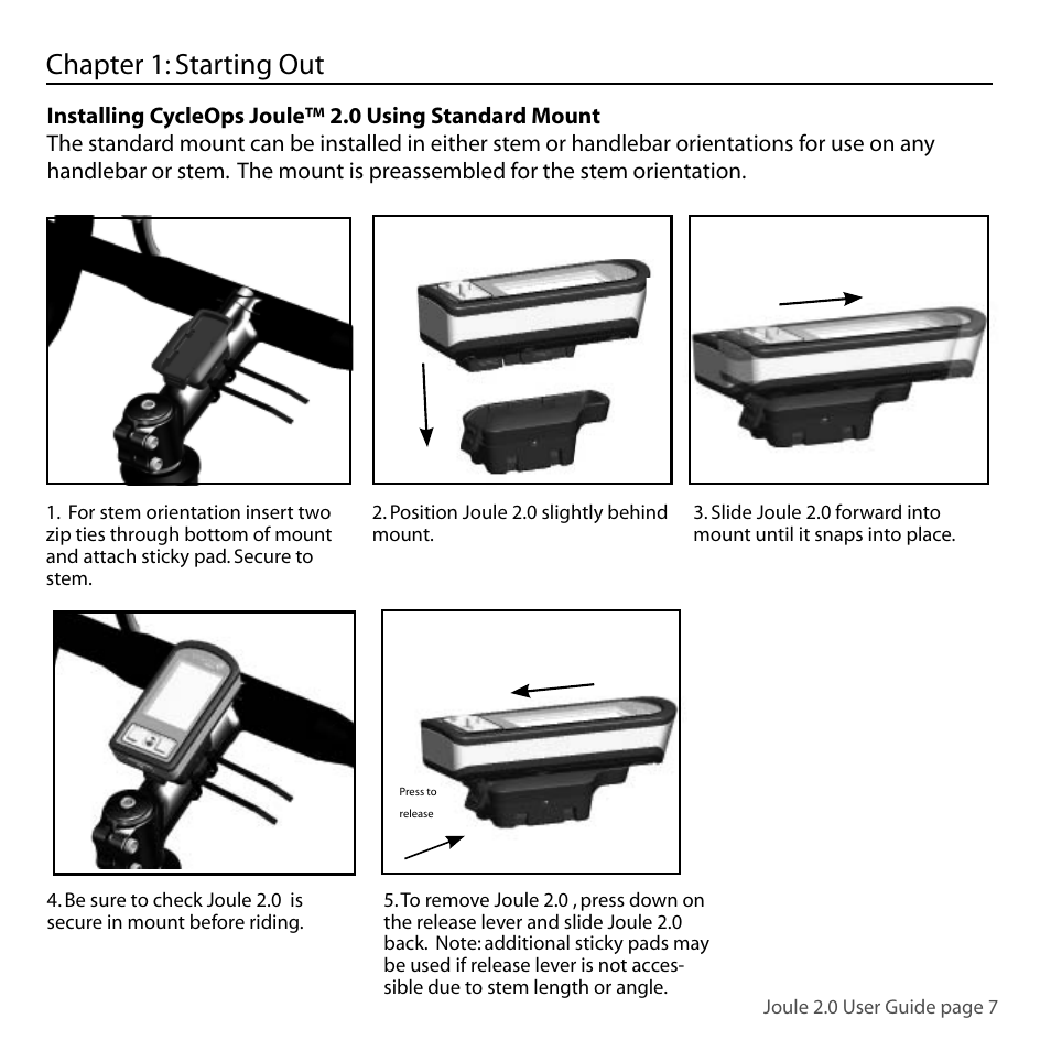 Chapter 1: starting out | PowerTap Joule 2.0 User Manual | Page 7 / 82