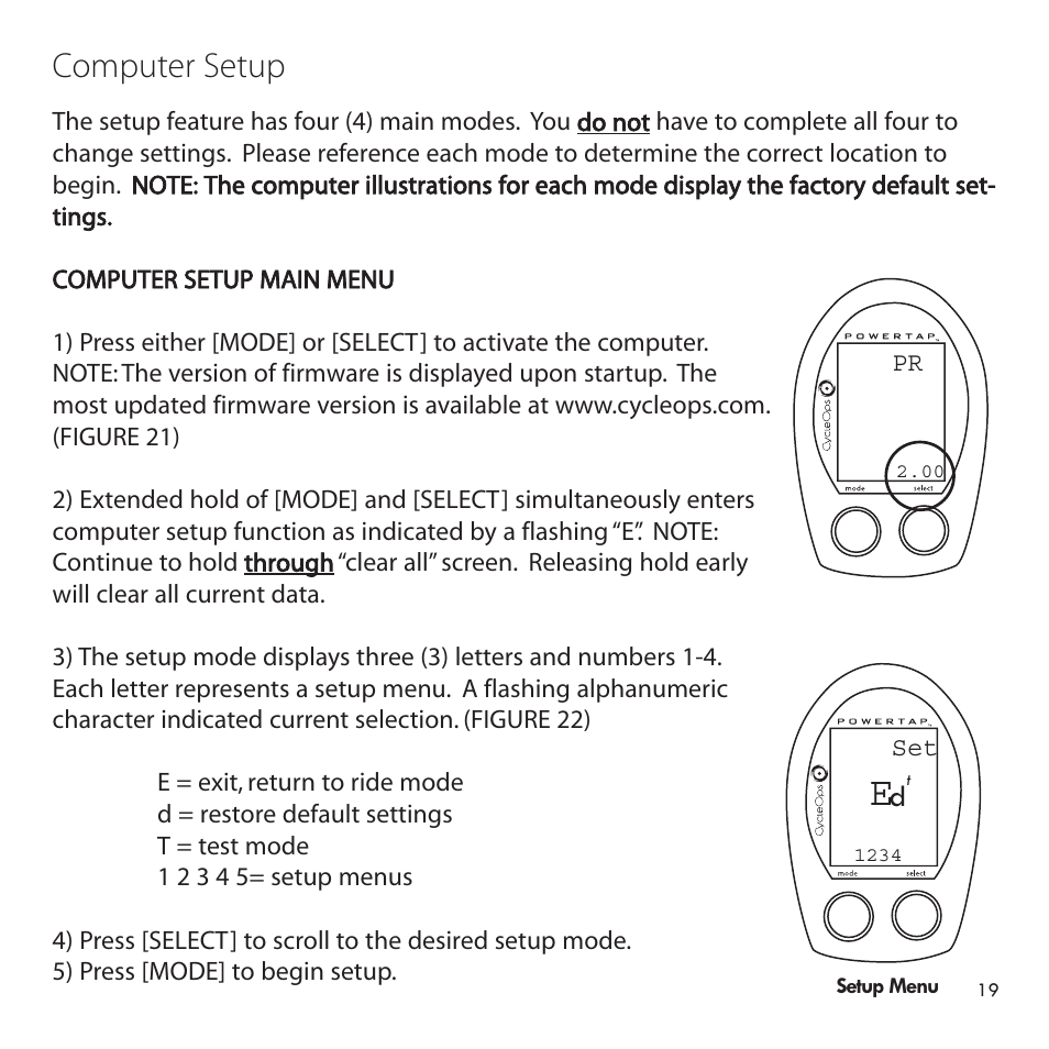 Computer setup | PowerTap Cervo 2.4 Pro User Manual | Page 19 / 32