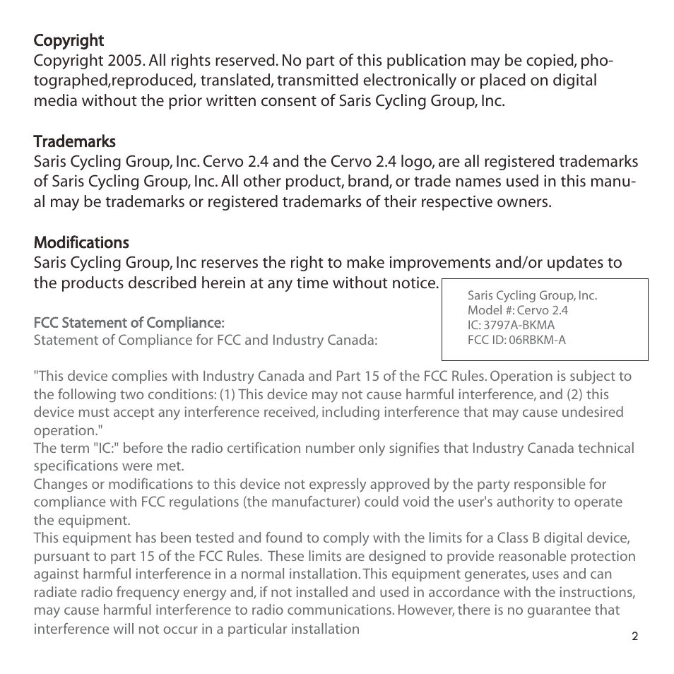 PowerTap Cervo 2.4 Pro User Manual | Page 2 / 32