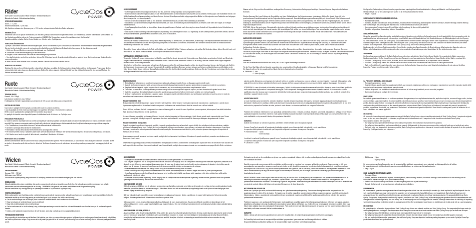 Räder, Ruote, Wielen | PowerTap Wheels User Manual | Page 2 / 2