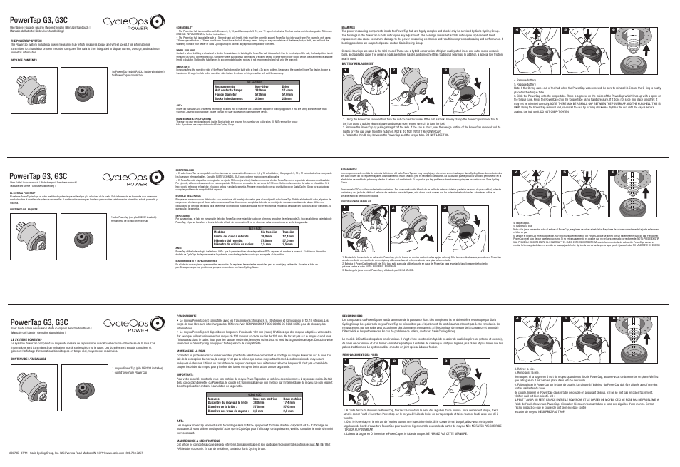 PowerTap G3 Hub User Manual | 2 pages