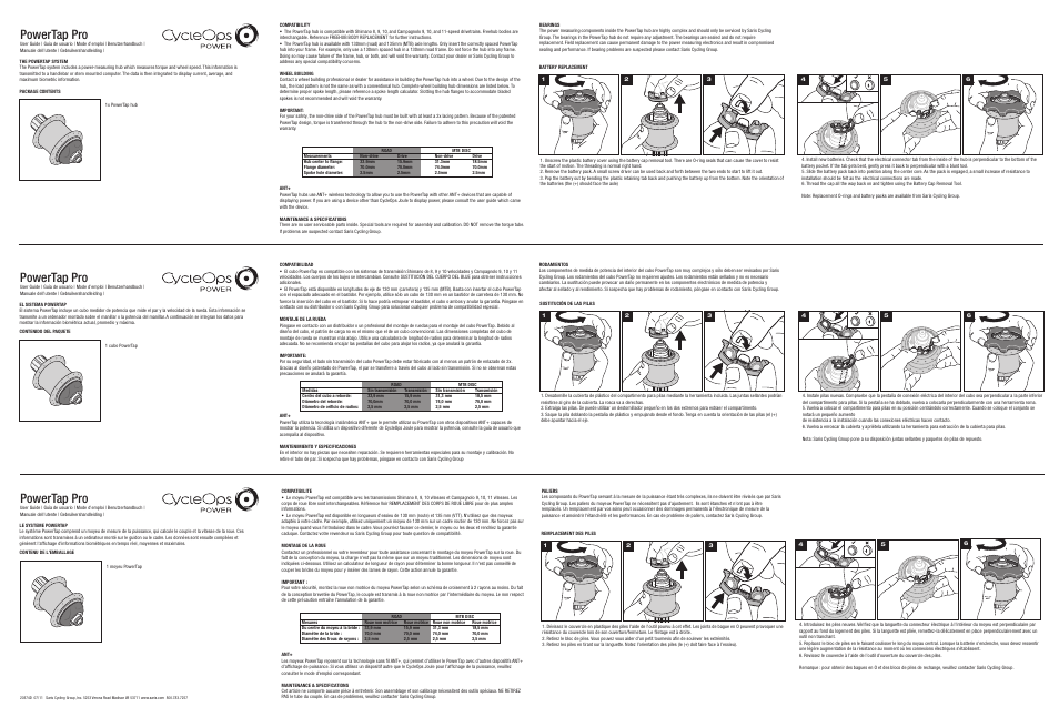 PowerTap Pro Hub User Manual | 2 pages
