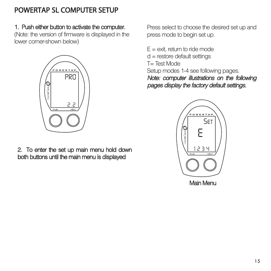 PowerTap SL User Manual | Page 15 / 39