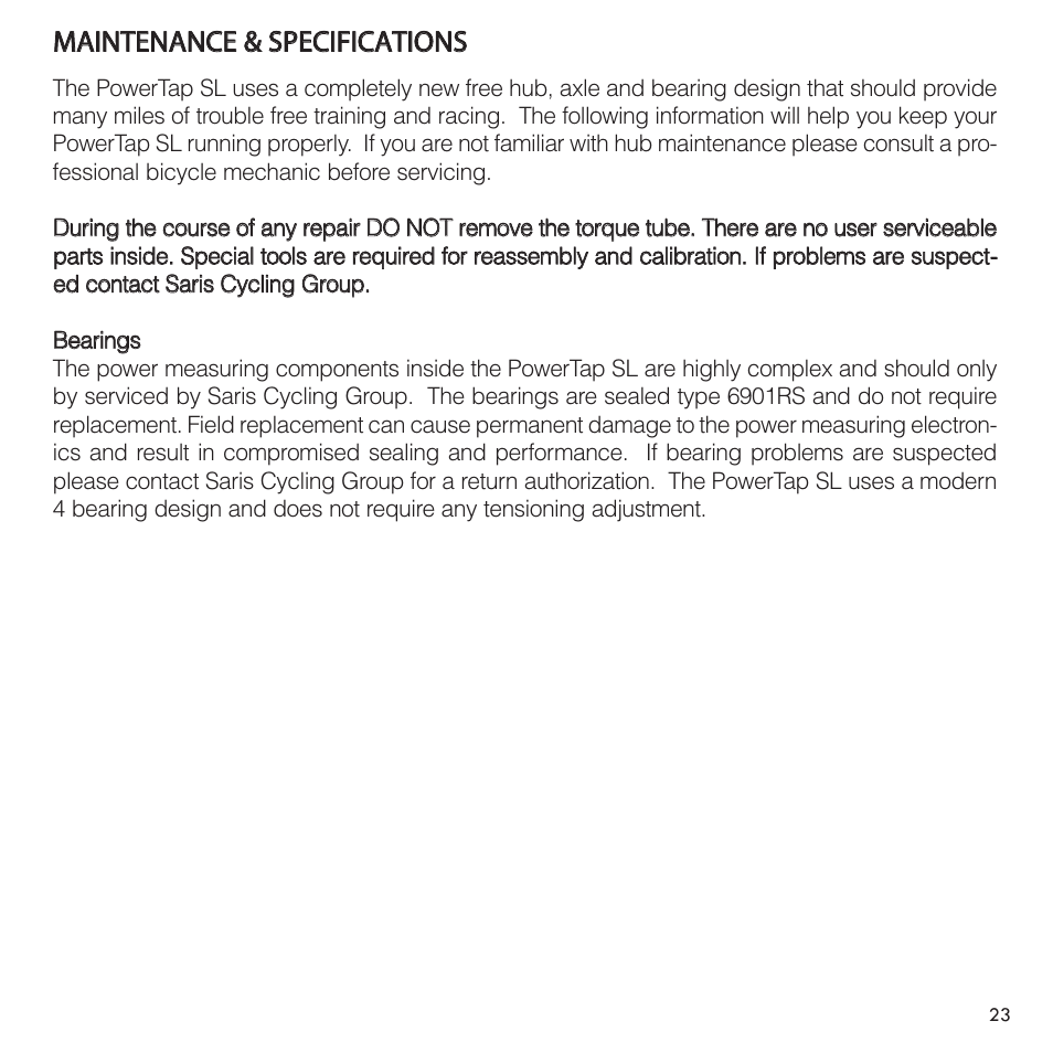 PowerTap SL User Manual | Page 23 / 39