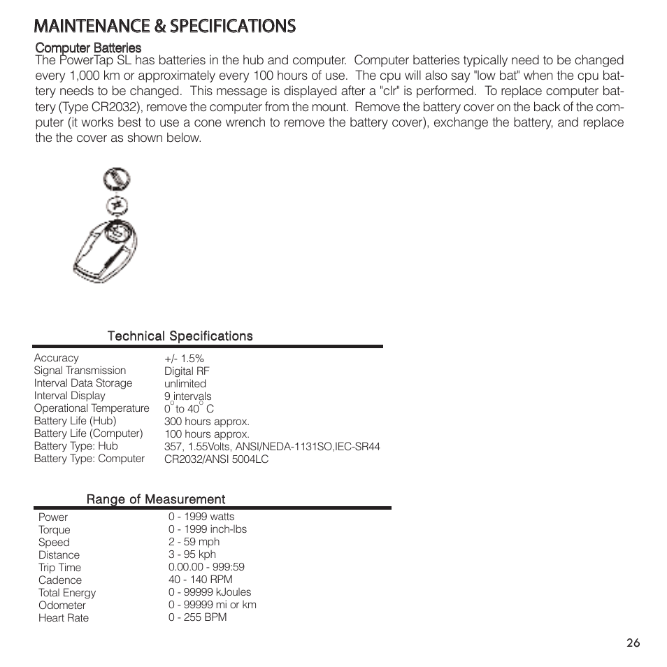 PowerTap SL User Manual | Page 26 / 39