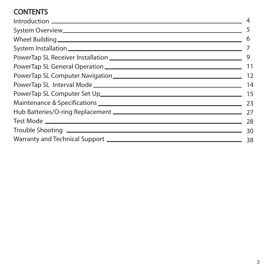 PowerTap SL User Manual | Page 3 / 39
