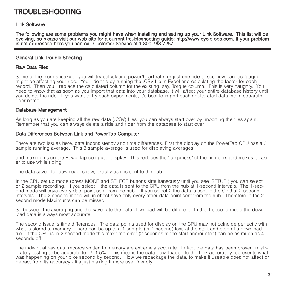 Ttr ro ou ub bl le es sh ho oo ot tiin ng g | PowerTap SL User Manual | Page 31 / 39