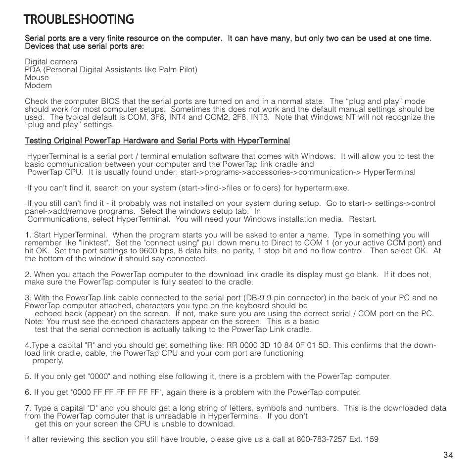 Ttr ro ou ub bl le es sh ho oo ot tiin ng g | PowerTap SL User Manual | Page 34 / 39